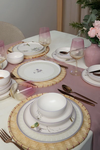 Keramika Purple Bloom Nordıc Yemek Takımı 24 Parça 6 Kişilik 22431-32 ürün görseli 1