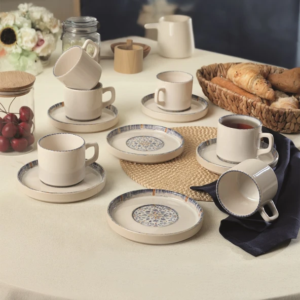 Keramika Sapphire Stackable Çay Takımı 12 Parça 6 Kişilik 22743-44 - 4