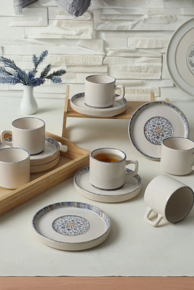 Keramika Sapphire Stackable Çay Takımı 12 Parça 6 Kişilik 22743-44