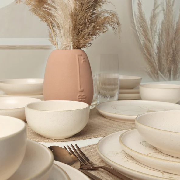 Keramika Taupe Bloom Nordıc Yemek Takımı 24 Parça 6 Kişilik 22519-20-28-29 - 6