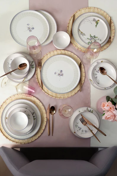 Keramika Purple Bloom Nordıc Yemek Takımı 24 Parça 6 Kişilik 22431-32 - Resim 4