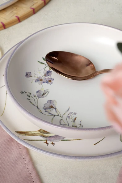 Keramika Purple Bloom Nordıc Yemek Takımı 24 Parça 6 Kişilik 22431-32 - Resim 2