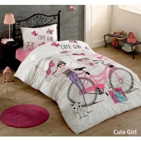 Beyaz Cute Girls Tek Kişilik Ranforce Nevresim Takımı - 2