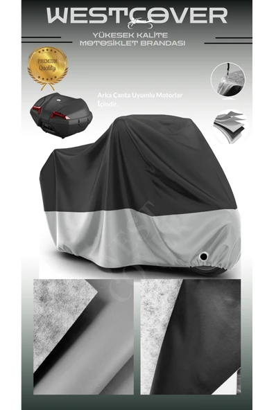 westcover  Vespa Primavera 150 S Arka Çanta Uyumlu Vinleks Yüksek Kalite Gri Siyah Motosiklet Brandası