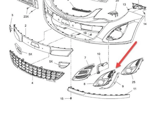 Opel Corsa Ön Tampon Sis Bakaliti Sağ (2011-2015) 13344799 7602061B 1.2, 1.4, 1.3 CDTI - Resim 2