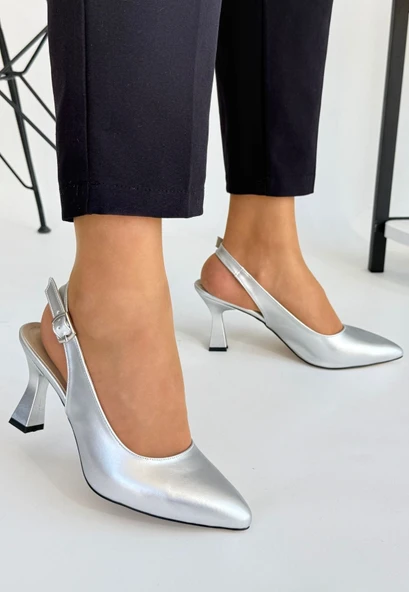 Ester Gri Cilt Topuklu Ayakkabı - Resim 2