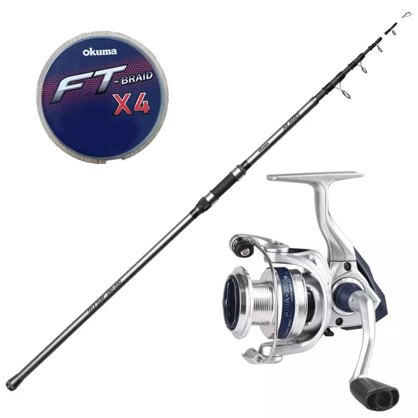 Yek Outdoor Hazır Olta Takımı Okuma Alaris Tele Surf 390 cm 100-200 gr Surf Kamışı&Okuma ARIA-5000a 1BB Olta Makinesi