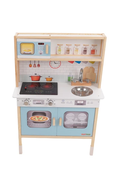 Ledli Ahşap Oyuncak Mutfak ~ Montessori Mutfak, Çocuk Mutfağı, Hediye Halı DBG102 - 7
