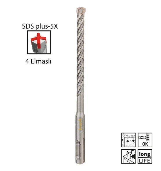 Bosch SDS Plus-5X 9 x 160 mm Dört Elmaslı Matkap Ucu - 2