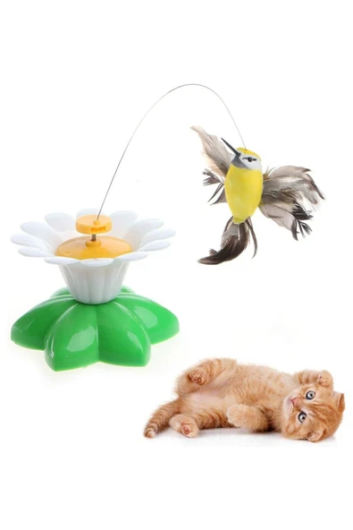 Pribor Hareketli Kedi Oyuncağı Dönen Kuş Başlıklı ( Pille Çalışır) - 1