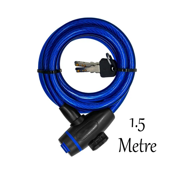 Bisiklet Halat Zincir Kilit 150 cm Motosiklet Çelik Kilit Çap 12 mm Ø  Hırsız Önleme Güvenlik 1 Adet - 3