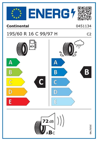 195/60R16C 99/97H ContiVanContact 100 6PR - 2
