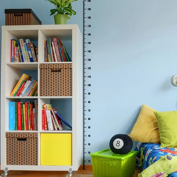 Siyah Büyüme Grafiği Duvar Sticker, PVC Boy Ölçüm Oda Dekoru İçin - 3
