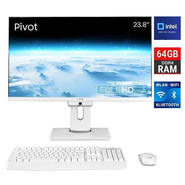 Turbox TAxPro58 i5 13400 64GB DDR4 2TB M.2 NVMe 23.8 inç FHD Pivot BTH Webcam WiFi All in One PC