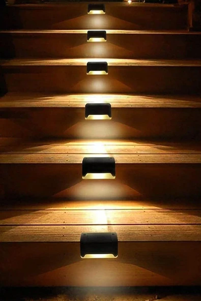 Solar Güneş Enerjili Köşebent Merdiven Veranda Bahçe Led Lamba Tekli Dekor Bahçe Aydınlatma 1 Adet DG-998