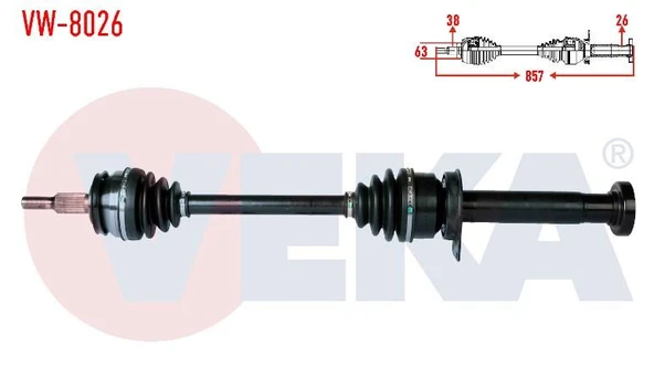 KOMPLE AKS SAG ON VW T6 2.0 TDI M-T 102 HP 5 VITES UZUNLUK 857mm 2011- 7E0407272AH 7E0407452MX - Resim 3