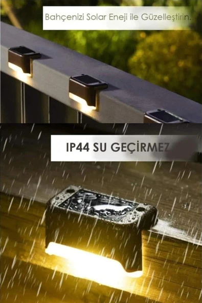 Solar Güneş Enerjili Köşebent Merdiven Veranda Bahçe Led Lamba Tekli Dekor Bahçe Aydınlatma 1 Adet DG-998 - 3