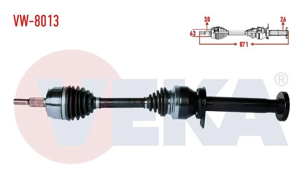 KOMPLE AKS SAG ON  TRANSPORTER V (7HA.7HH.7EA.7EH) 2.5 TDI UZUNLUK 871mm 2003-2011 7E0407272AC 7E0407272BL 7E0407272BD 7E0407272AL - Resim 4