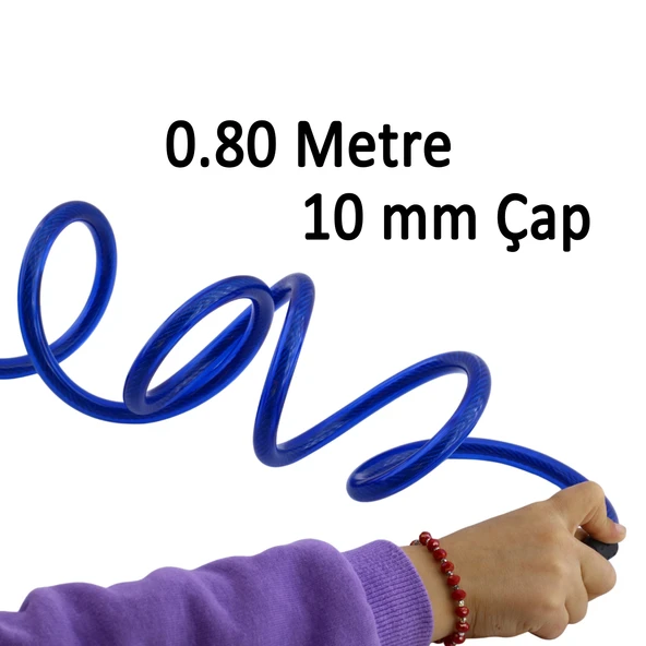Bisiklet Halat Zincir Kilidi 80 cm Çelik Kilit Çap 10 mm Ø  Hırsız Önleme Güvenlik 1 Adet - 2