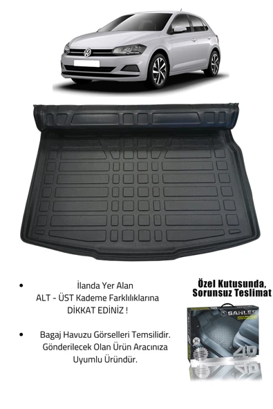 Sahler Volkswagen Polo 2017-2025 Uyumlu 4.5D Premium Havuzlu Paspas ve Liner Marka 3D ALT Bagaj Havuzu - Resim 2
