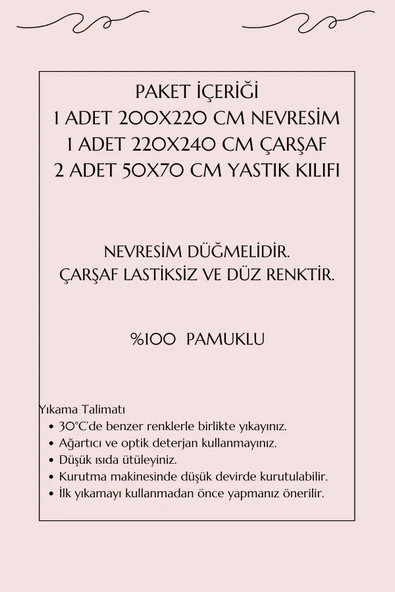Çift Kişilik Ranforce Nevresim Takımı %100 Pamuklu Zarafet - 4