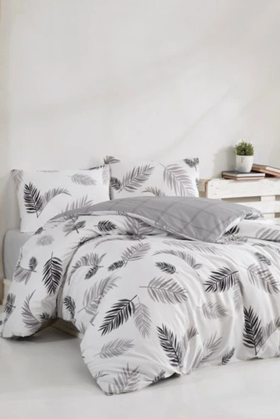 Çift Kişilik Ranforce Nevresim Takımı %100 Pamuklu Yaprak Desen - 2