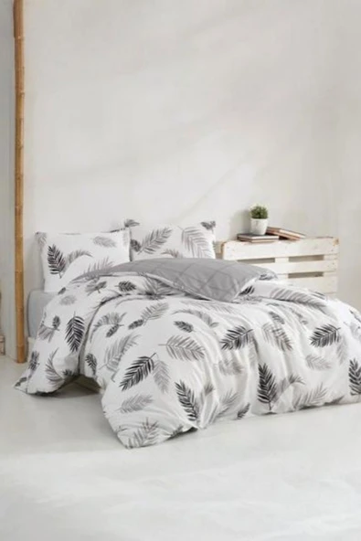 Çift Kişilik Ranforce Nevresim Takımı %100 Pamuklu Yaprak Desen