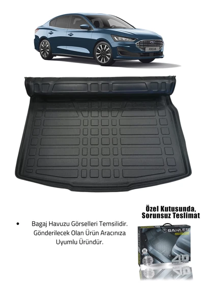 Sahler Focus 4/5 2019+ Sedan Uyumlu 4.5d Premium Havuzlu Paspas ve Liner Marka 3D Bagaj Havuzu - Resim 2