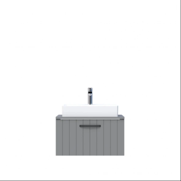 D10 Next Lavabo Dolabı Tezgah Üstü 1 Çekmeceli 65 cm Gri Lake