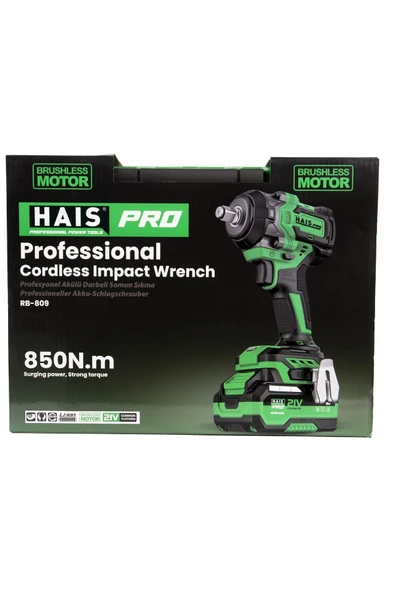 Haispro Profesyonel Darbeli Somun Sıkma 850 Nm 21 V 2x4 Ah Çift Akü - 6