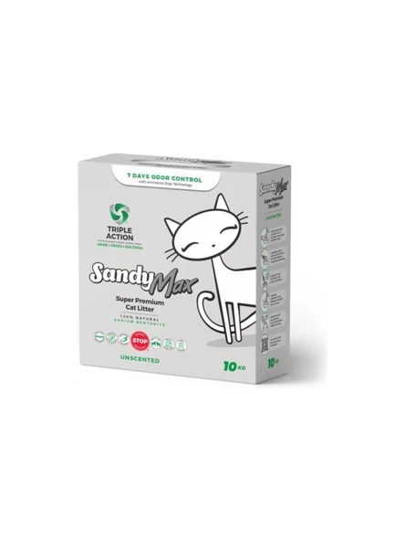 Sandy Max Triple Action Aktif Karbonlu Bentonit Kedi Kumu 10 Kg - 1
