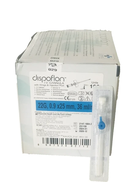 Galena Dıspoflon Portlu Mavi Kanül 100 Adet - Resim 3