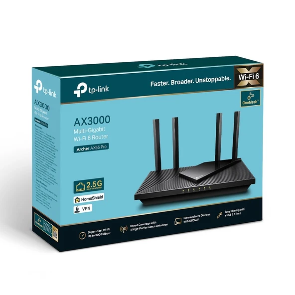 Tp-Link Archer AX55 Pro AX3000 2.5G Bağlantı Noktalı Çoklu Gigabit Fiber Destekli Wi-Fi 6 Router - 4