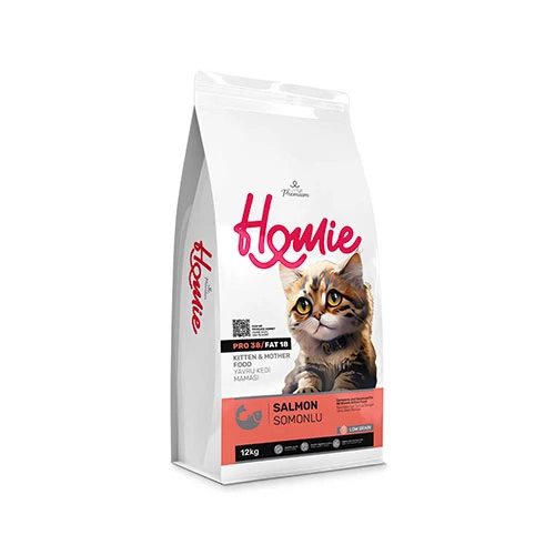 Homie Mother & Baby Anne ve Bebek Kediler İçin Somonlu Kedi Maması 12 Kg