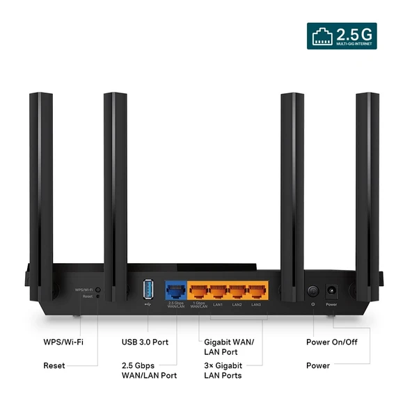 Tp-Link Archer AX55 Pro AX3000 2.5G Bağlantı Noktalı Çoklu Gigabit Fiber Destekli Wi-Fi 6 Router - 2