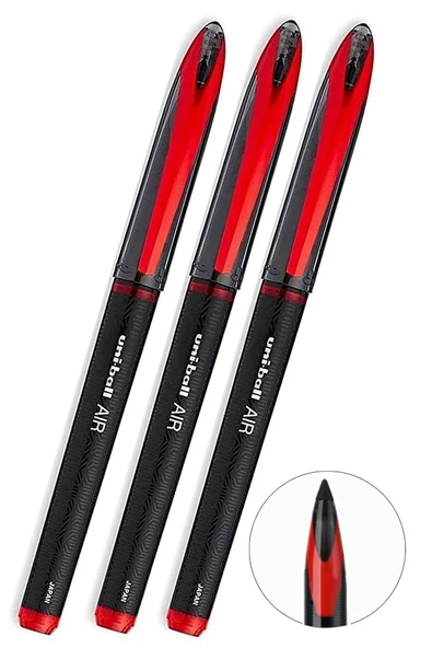Kırmızı Pilot Kalem 3 Adet Uniball Air Mikro 0.5 mm Roller Pilot Kalem Uba-188-M Roller Uçlu Likit Mürekkep Pilot Kalem ürün görseli