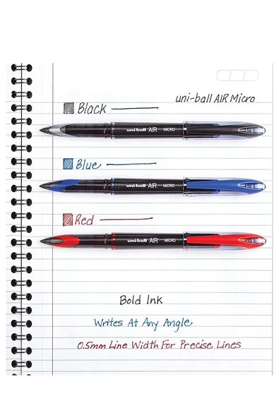 Kırmızı Pilot Kalem 3 Adet Uniball Air Mikro 0.5 mm Roller Pilot Kalem Uba-188-M Roller Uçlu Likit Mürekkep Pilot Kalem - Resim 3