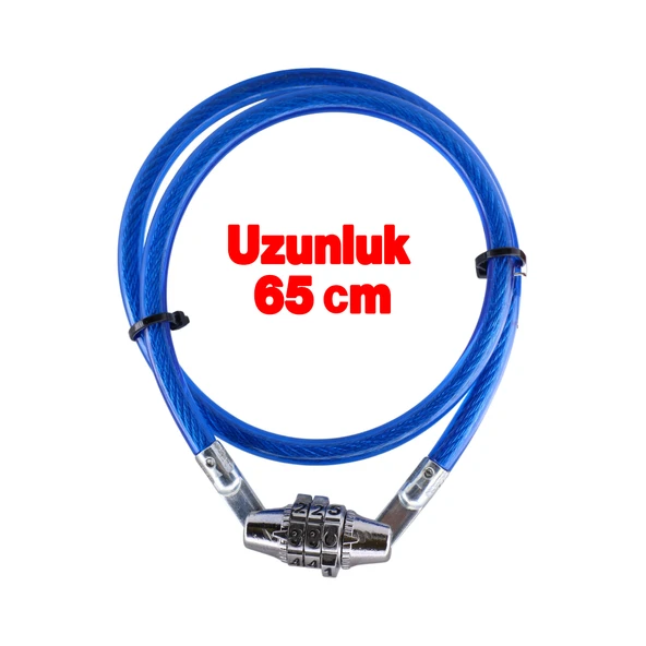 Şifreli Bisiklet Halat Zincir Kilidi 65 cm Çelik Kilit Çap 7 mm Ø  Hırsız Önleme Güvenlik 1 Adet - 4
