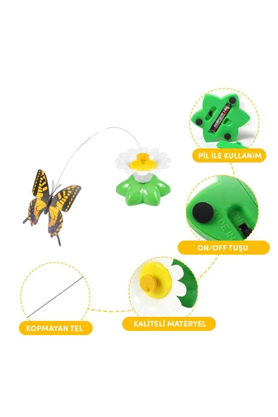 Hareketli Dönen Kelebek - Kedi Oyuncağı ( Pille Çalışır) - 5