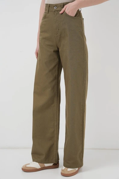 Bol Paça Yüksek Bel Palazzo Pantolon - Resim 4