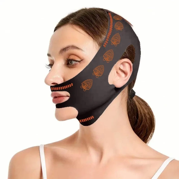 Siyah Yüz Korsesi Çene Boyun Bandı Gıdı Yanak Gıdık Toplama korsesi