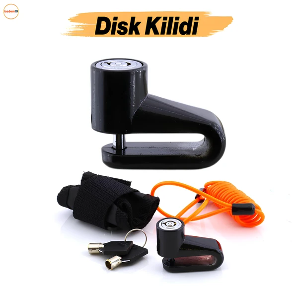 Disk Kilidi Motosiklet Bisiklet Disk Kilit Hatırlatma Halatlı Taşıma Çantalı Hırsız Önleme Güvenlik - Resim 6