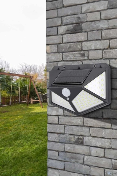 100 Ledli Güneş Enerjili Bahçe Lambası Solar Hareket Sensörlü Şarj DG1231 - 2