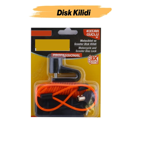 Disk Kilidi Motosiklet Bisiklet Disk Kilit Hatırlatma Halatlı Taşıma Çantalı Hırsız Önleme Güvenlik - Resim 2