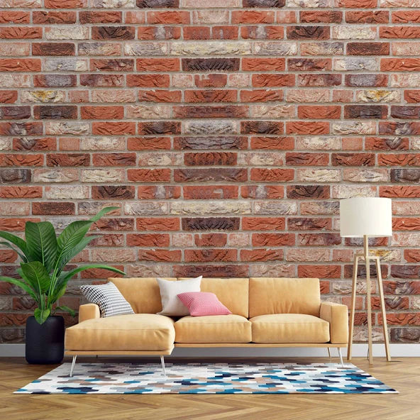 Doğal Turuncu Taş Duvar Temalı Duvar Kağıdı ürün görseli