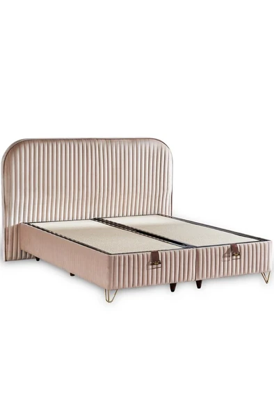 Niron Line Visco Lüks Baza ve Başlık Seti 140x190 cm Çift Kişilik Baza ve Başlık Takımı Krem Babyface