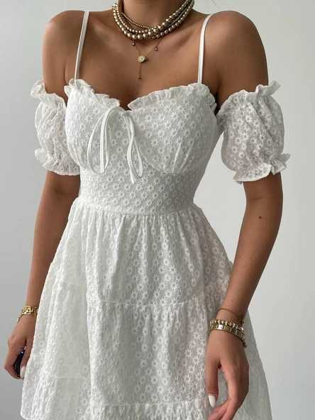 Lucca Kolu Lastikli Mini Elbise - Resim 5