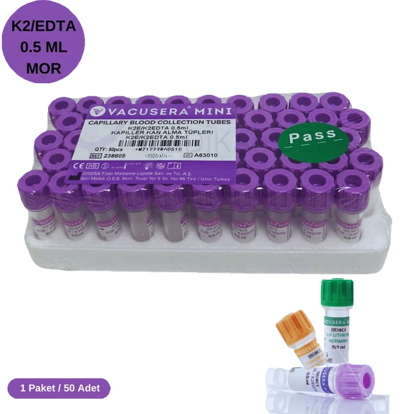 Vacusera K2 Edtalı Tüp 0,5 ML Pediatrik 100 adet