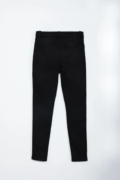 Kadın Yüksek Bel Dar Paça Skinny Fit Antrasit Jean Pantolon - 3
