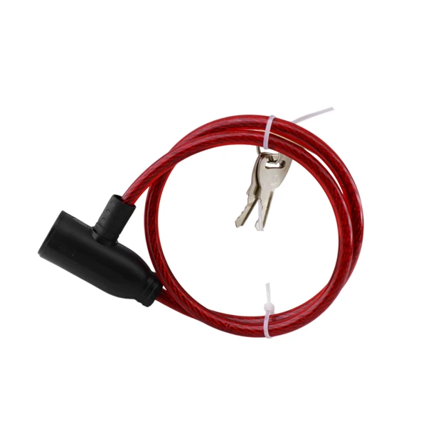 Bisiklet Halat Zincir Kilidi 65 cm Çelik Kilit Çap 10 mm Ø  Hırsız Önle Güvenlik 1 Adet Kırmızı Renk - Resim 3